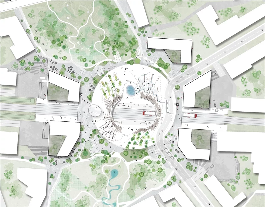 A plan view of Vinge Train Station