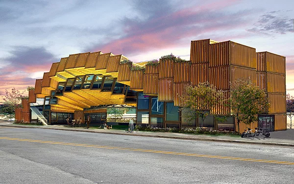 A Los Angeles design firm has proposed using 65 shipping containers to build an environmental education center in the city of Long Beach (Image: APHIDoIDEA)