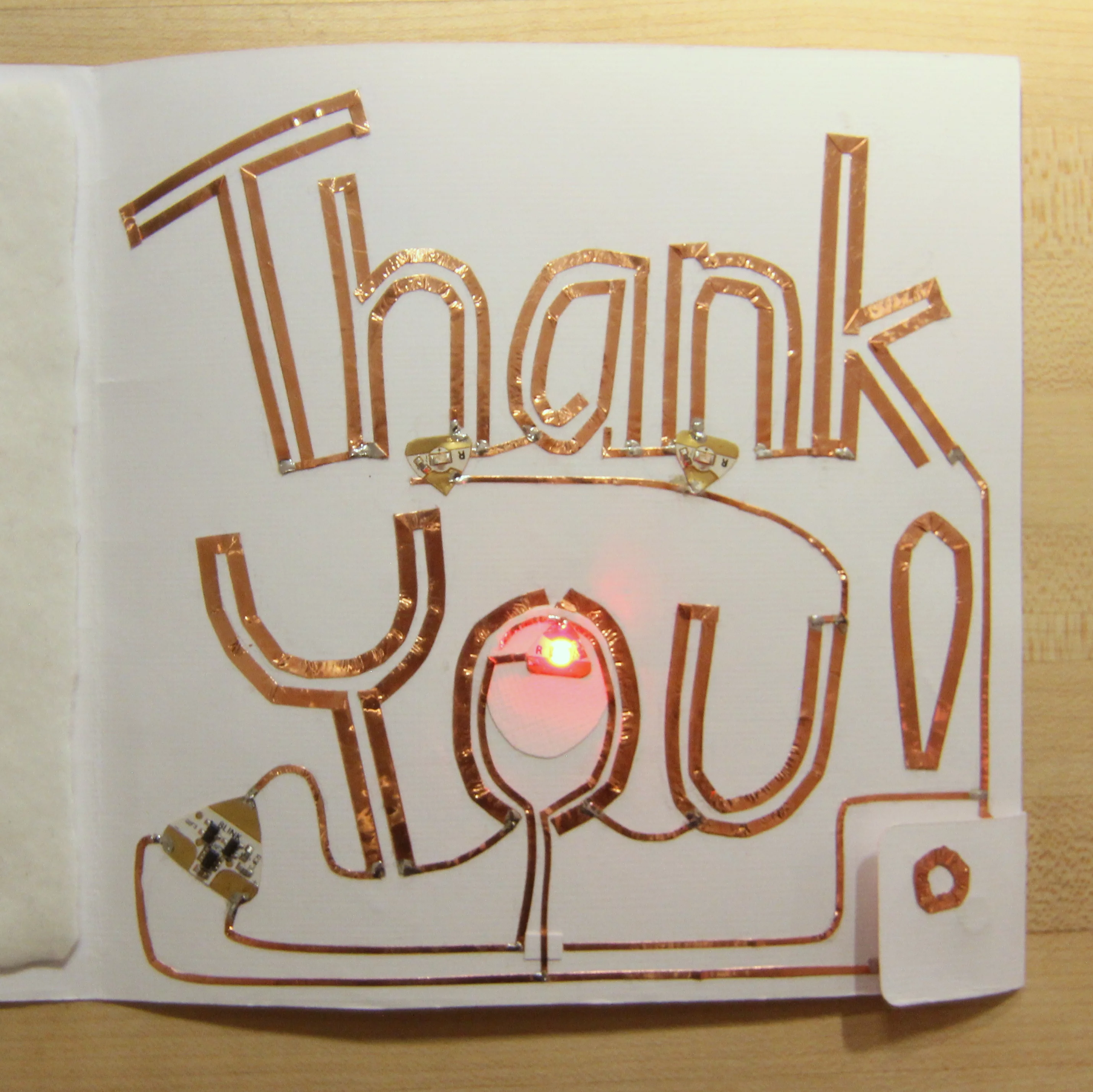 A thank you card created with Chibitronic elements