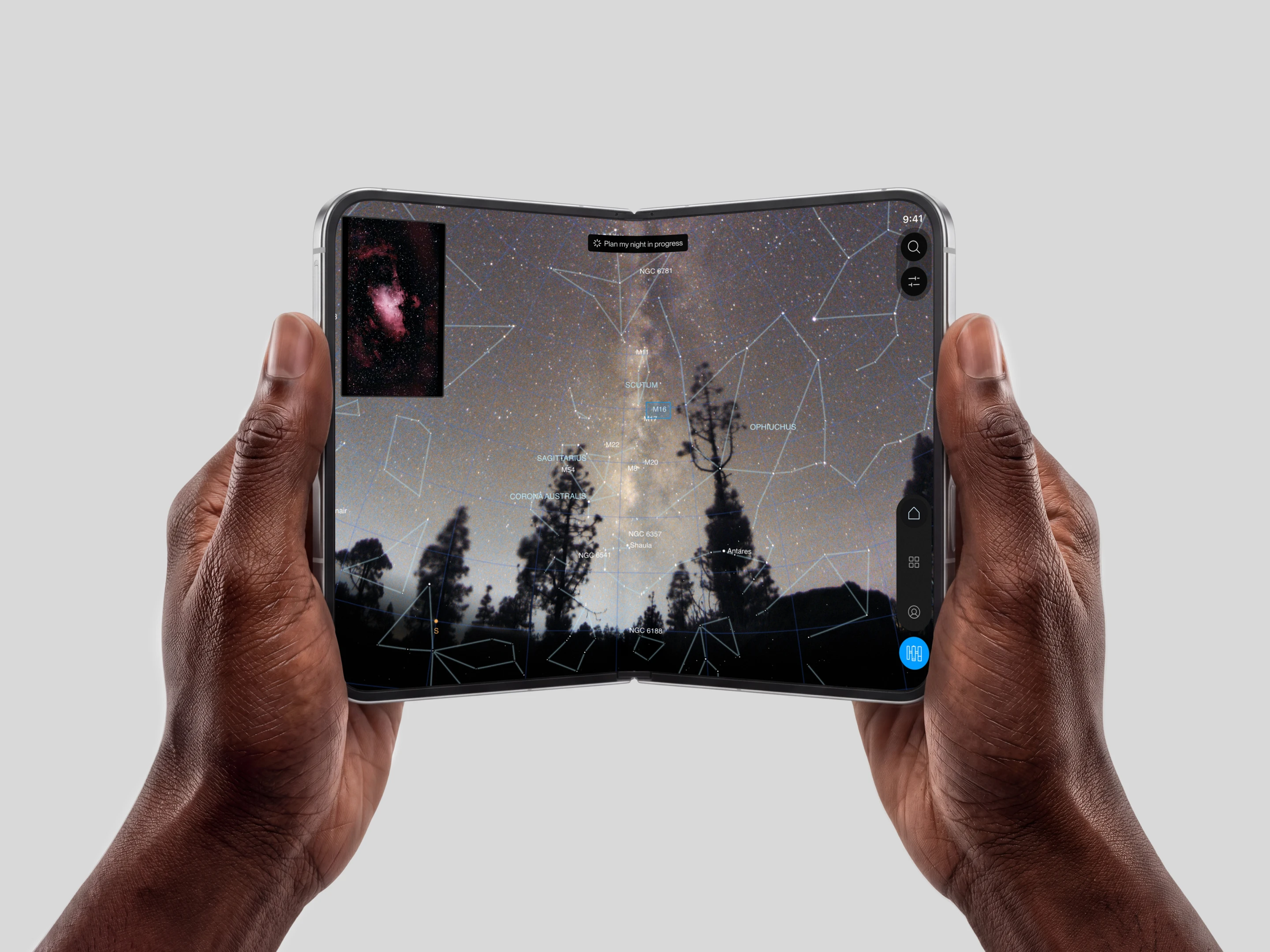 The Gaia app shows the sky in real time so you can pick a deep sky target