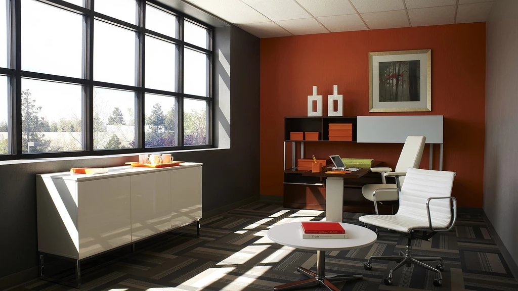 A demo installation shows View Dynamic Glass at various degrees of tint