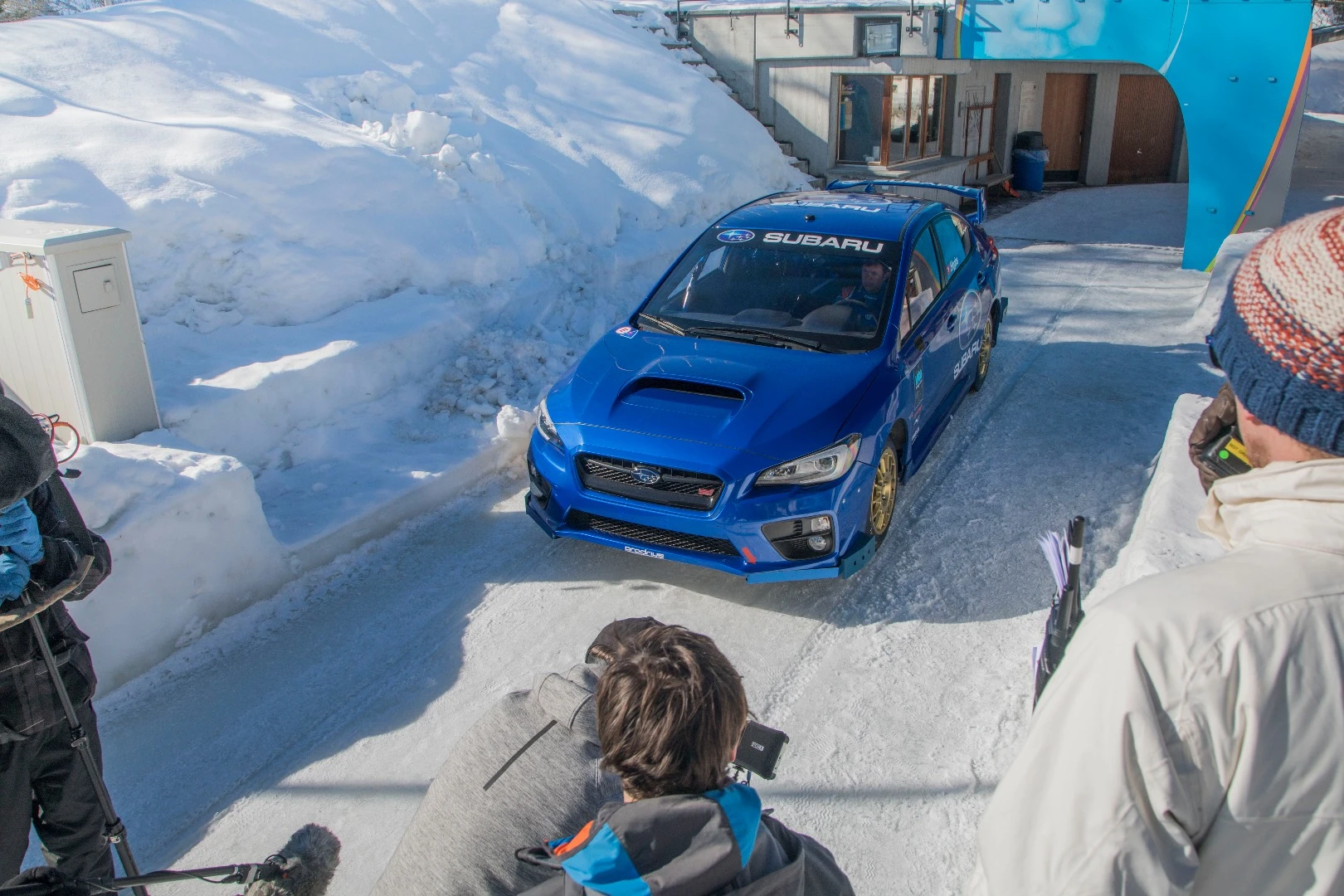 Subaru had plenty of photographers on hand to capture the bobsled run