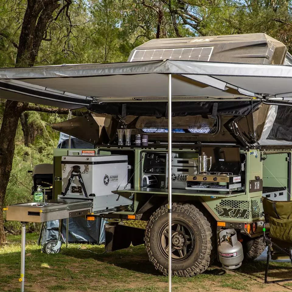 Under the awning at the kitchen