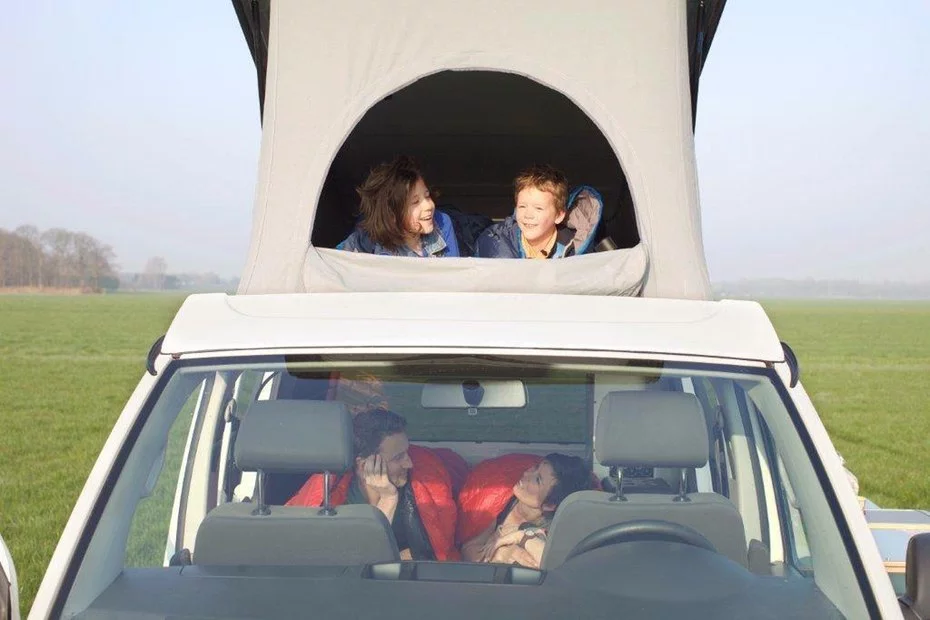 The Tonke Van sleeps four to five with the standard folding bed and available pop-up roof bed