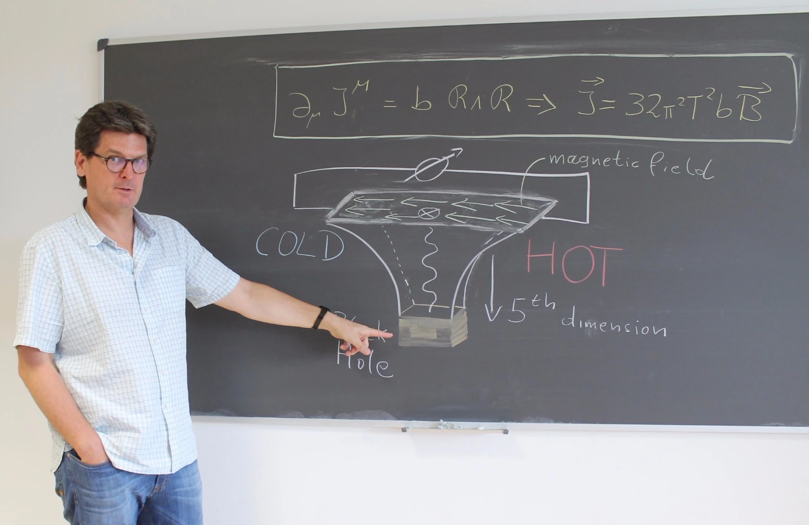 Dr. Karl Landsteiner, co-author of the paper, with a diagram explaining the finding