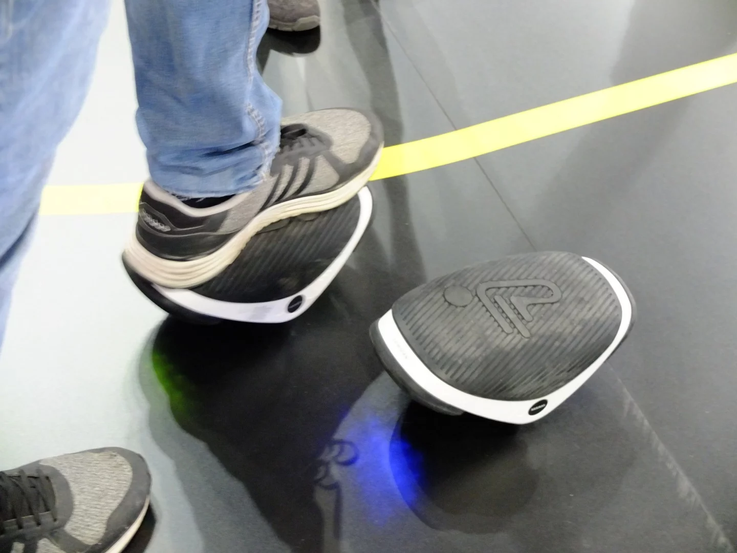 We found it quite a challenge to step onto these motorized skates