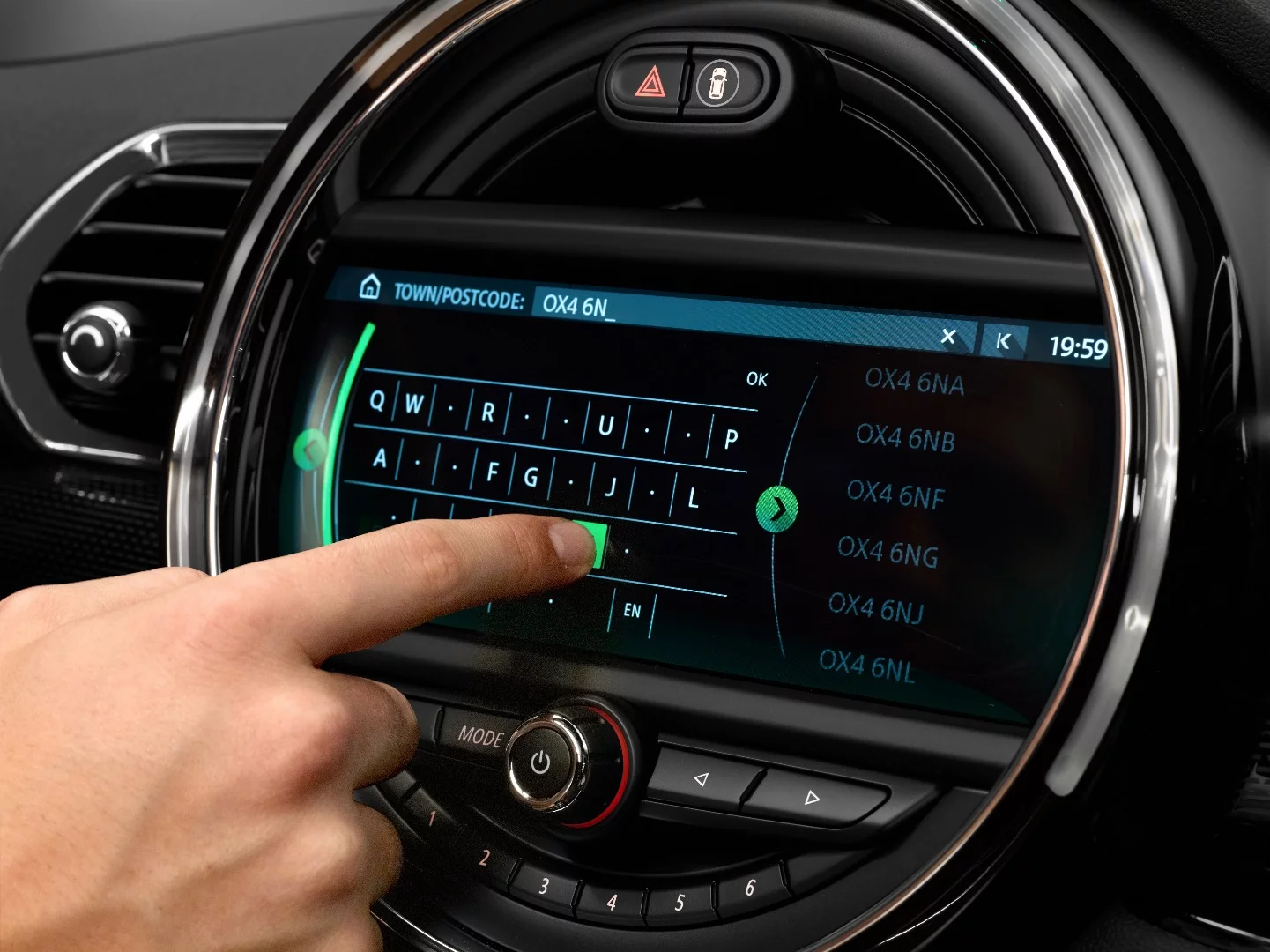 Infotainment in the MINI John Cooper Works Clubman is centered on the dashboard touchscreen