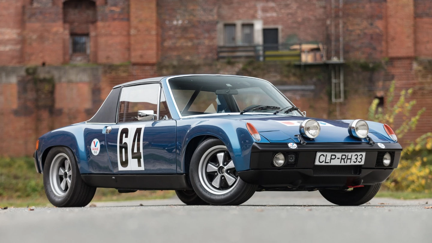 Overshadowed by Porsche's first outright win in the important 24 Hours of Le Mans in 1970, a new 914/6 GT finished sixth outright, winning the 2.0-liter GT class from 45th place on the grid. This particular car has an extensive period racing history and sold for $296,299 (€241,250)