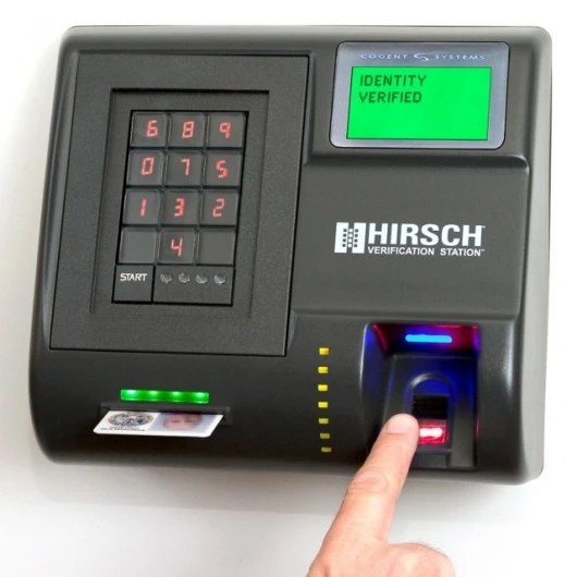 Hirsch Verification Station authenticates identity by smart card, identification number and fingerprints.