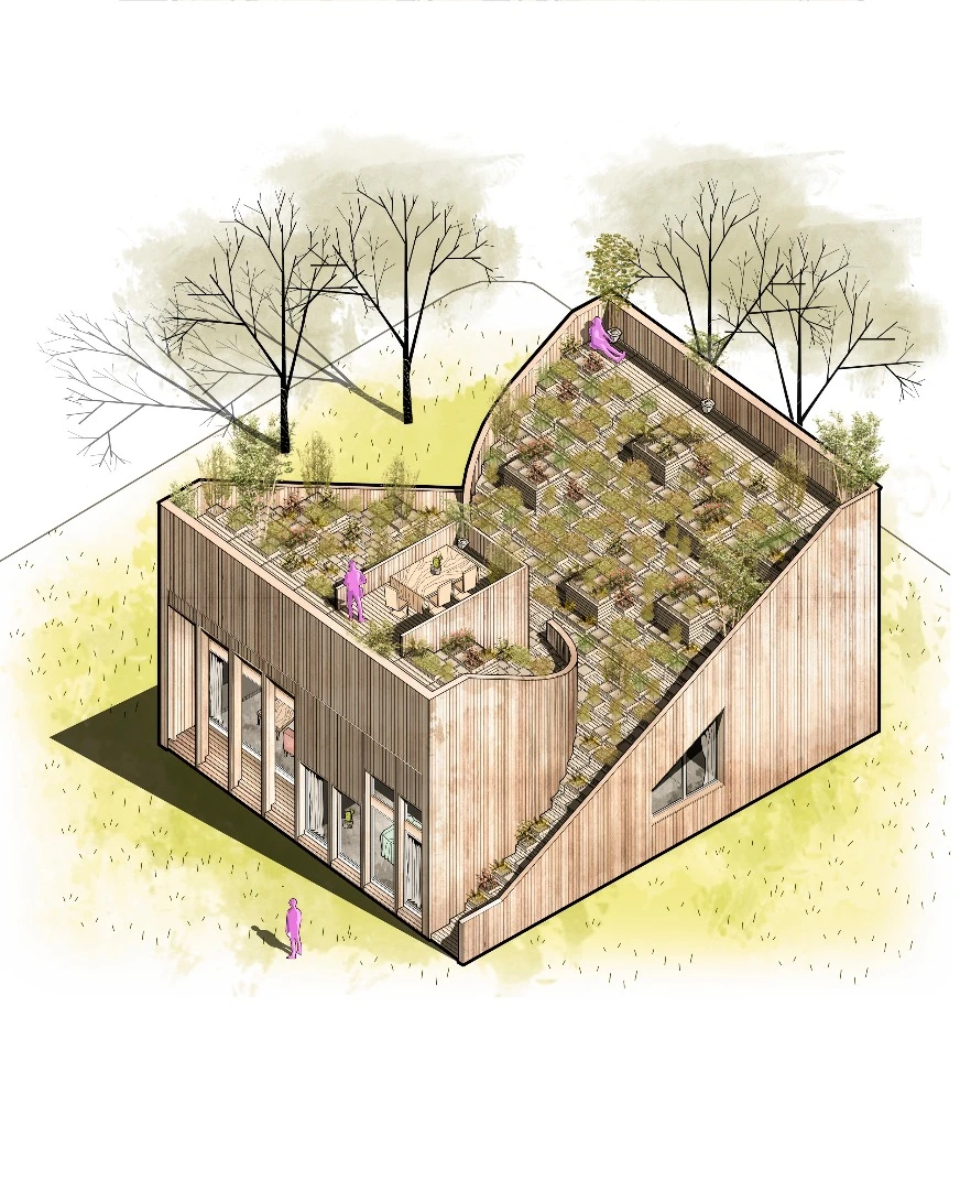 The home will be built with two separate structures, that wrap around and join together in harmony