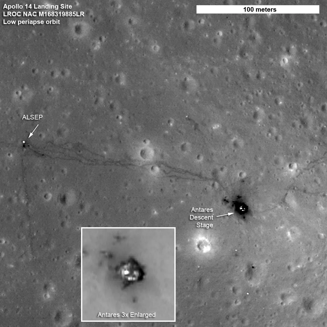 The Apollo 14 landing site, as photographed by LROC
