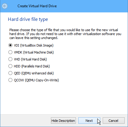 Make your VM hard drive type VDI