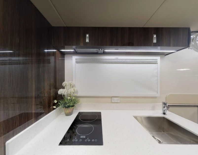 Kitchen sink and dual-burner cooktop