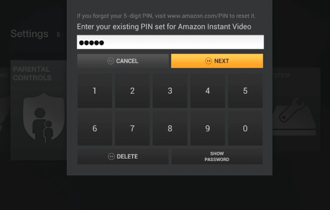 Parental controls require entering in a PIN to access Amazon videos or games