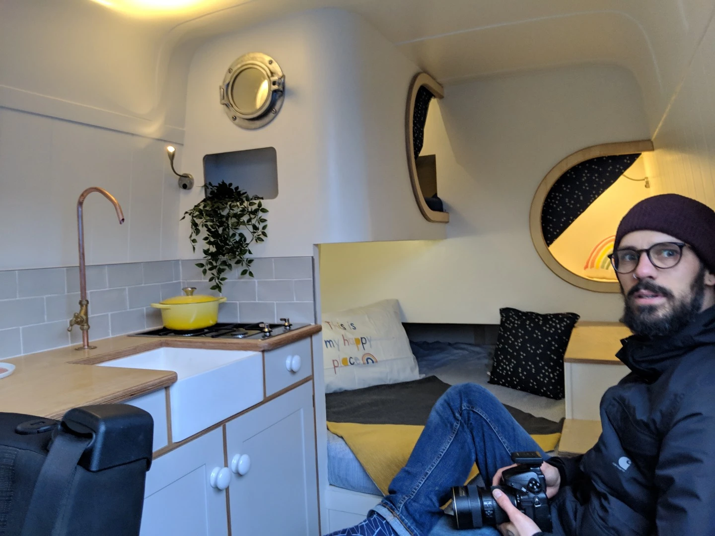 The vertical matchboard styling is a classic interior design trick to give the illusion of additional headroom
