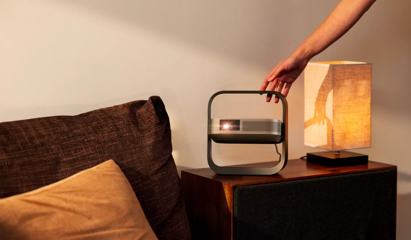 Crisp 4K GTV visuals packed into a compact, portable form factor that sports a novel built-in stand