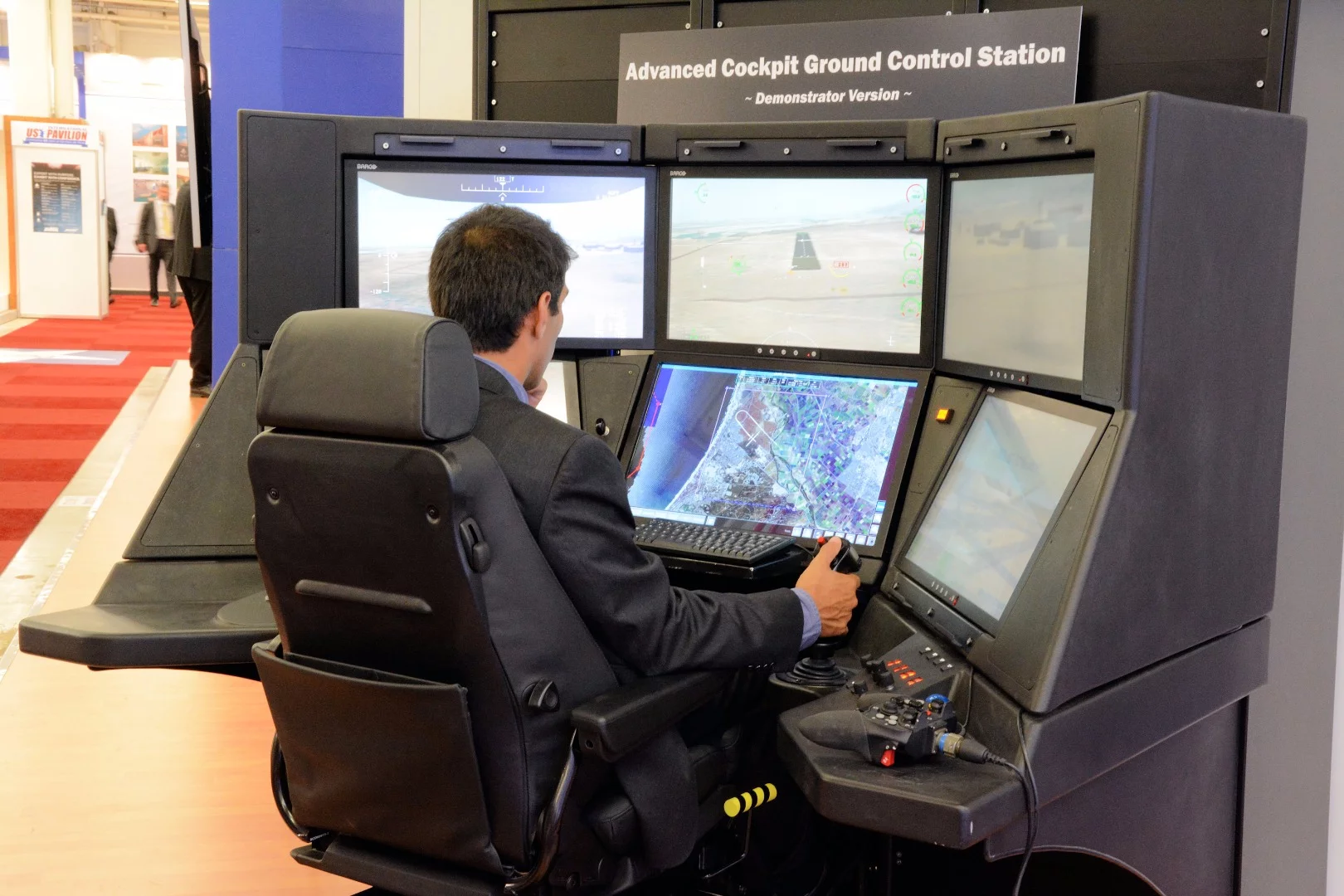 There were a number of flight simulation and ground control modules on display at the Paris Air Show