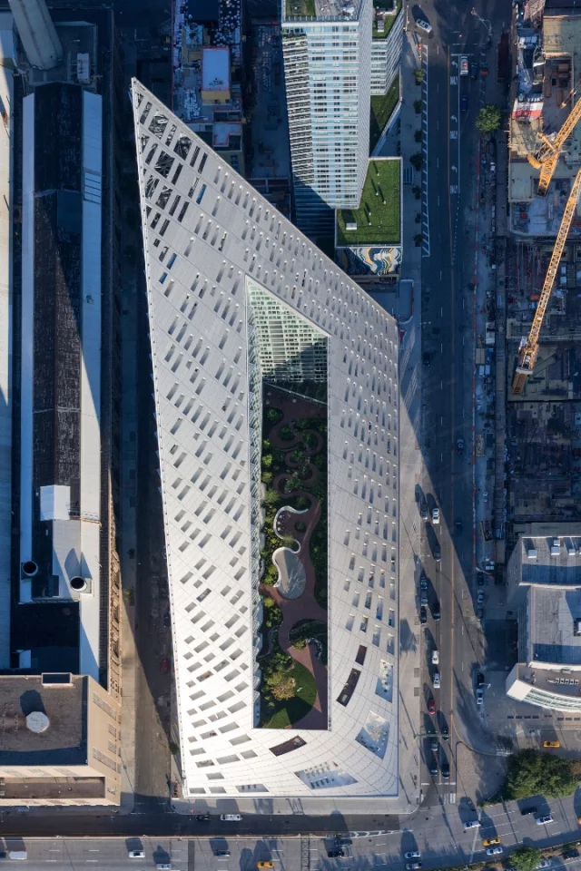 You might think that the courtyard would get no light, but the firm says that thanks to Via 57 West's unusual pyramid-like shape, guests can enjoy plenty of daylight