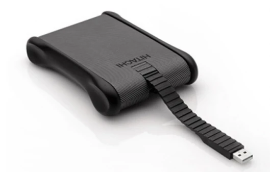 The SimpleTOUGH USB drive's flexible, integrated USB cable
