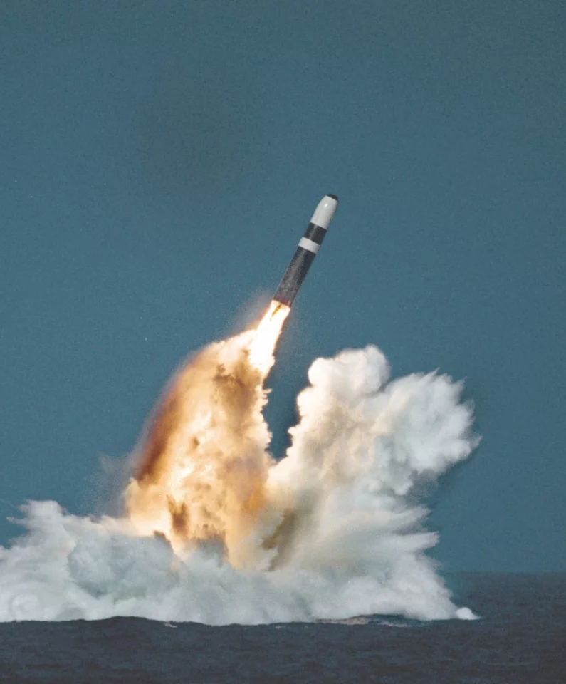 Trident II missile launched from HMS Vanguard in a previous test