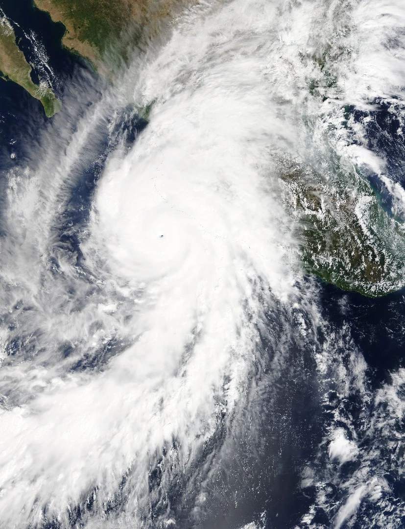 A NASA satellite image of Hurricane Patricia, just before it made landfall in Mexico in 2015