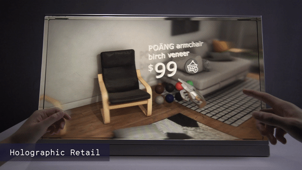 The holographic depth of the Looking Glass 8K display can be measured in feet rather than
