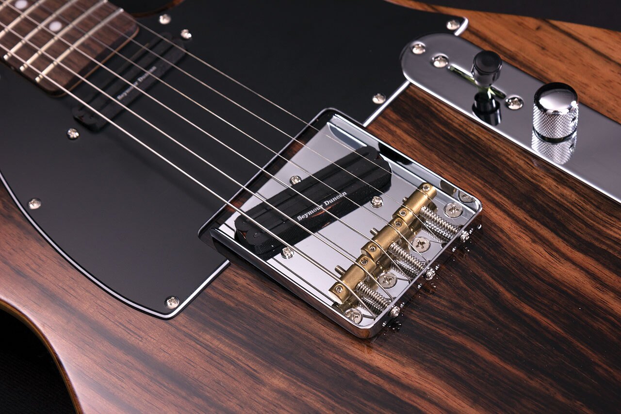 The Seymour Duncan Hot Rail pickups are humbuckers in a single coil format