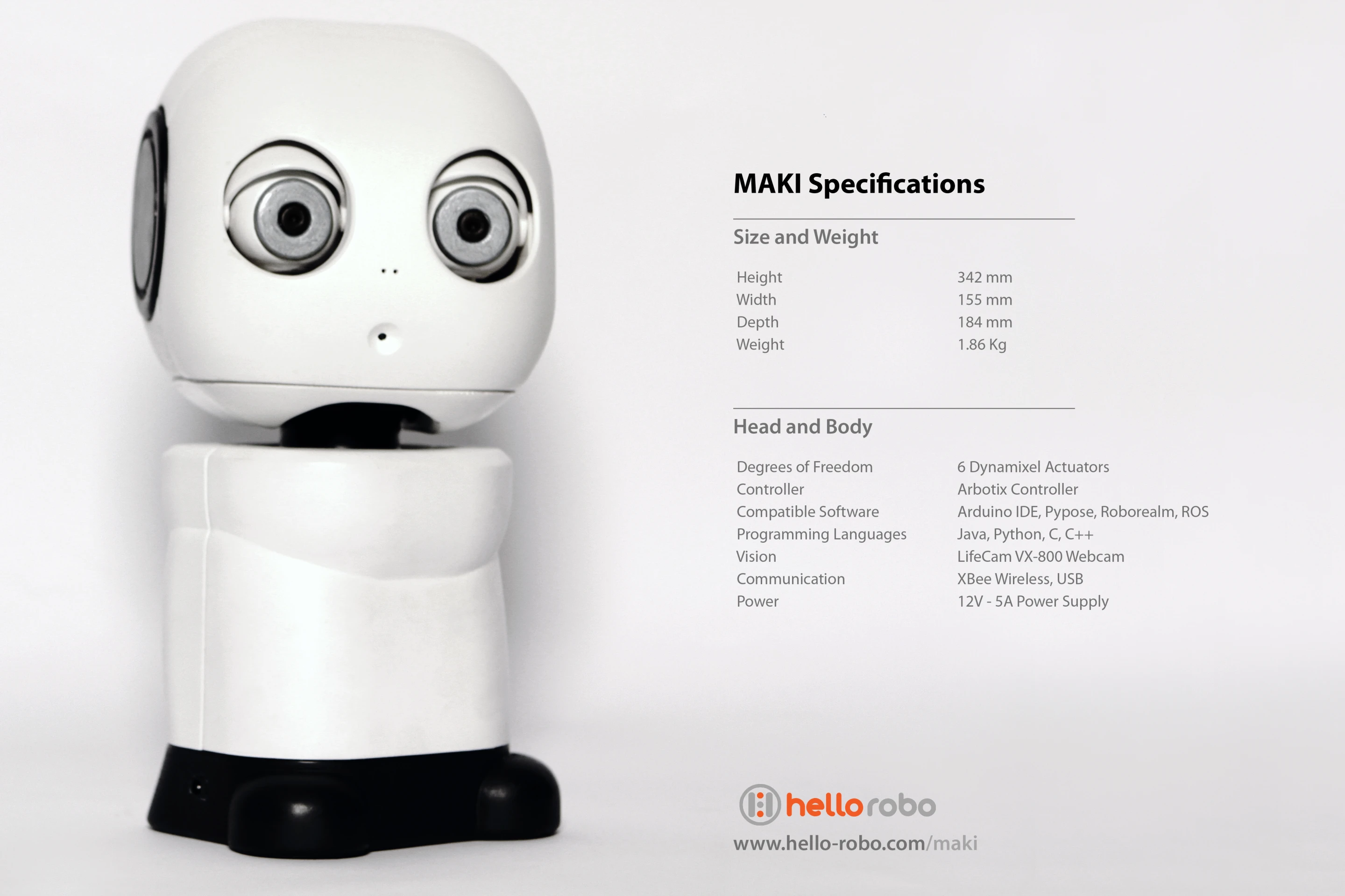 Specifications for Hello Robo's MAKI