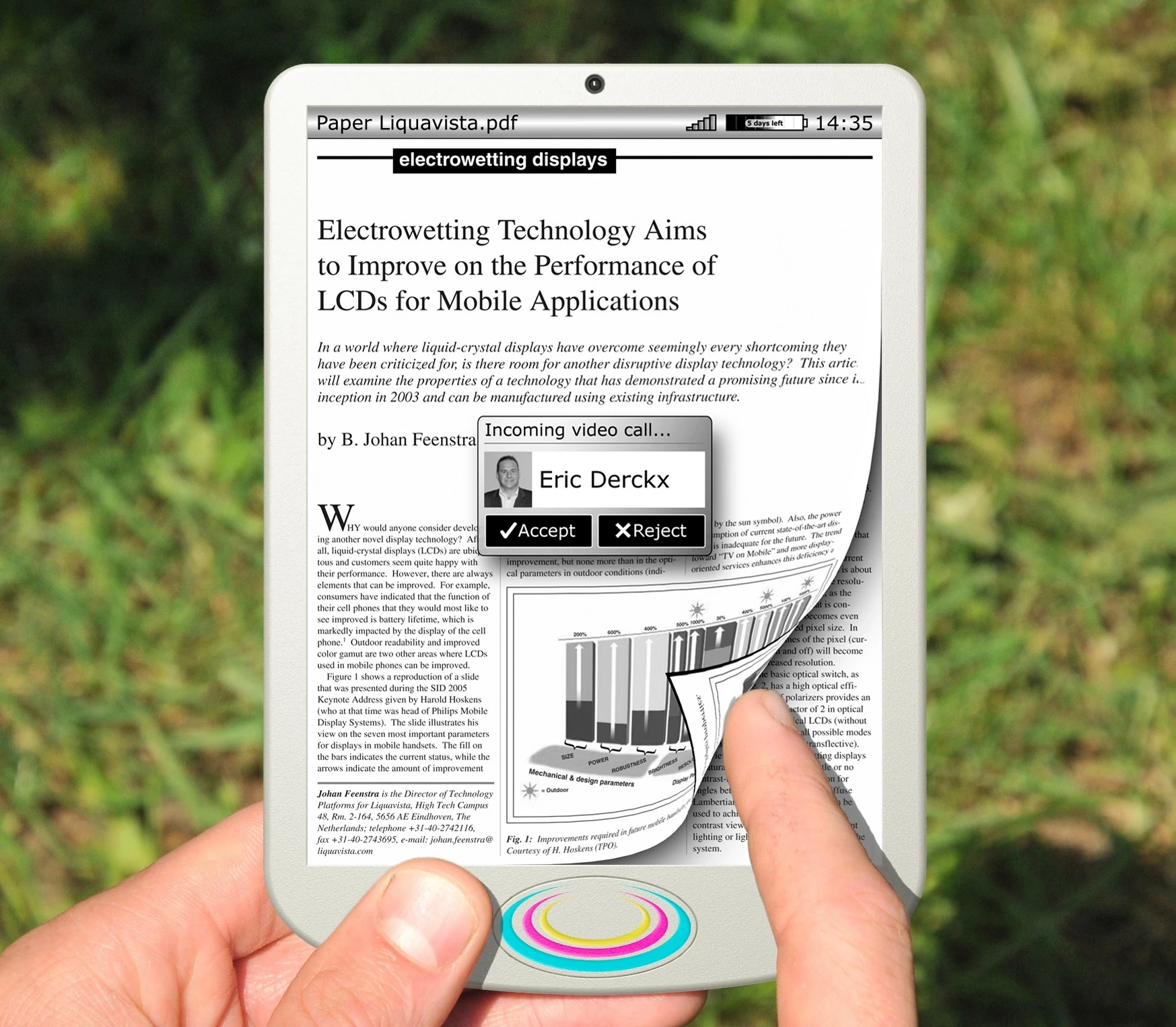 Liquavista's electrowetting display in use on an eReader