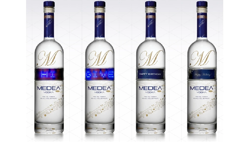 Medea vodka bottles have an LED ticker on them to help "get your message across"