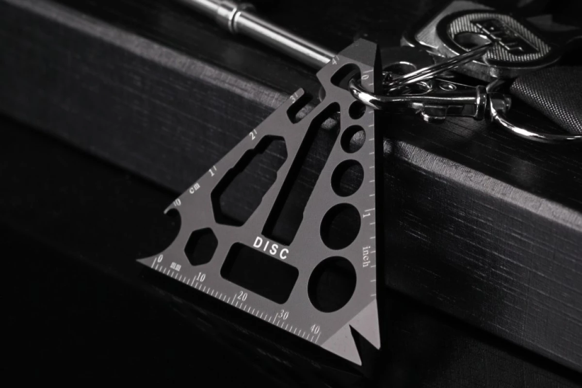 Triangle multitiool has a keyring hole to keep it nearby