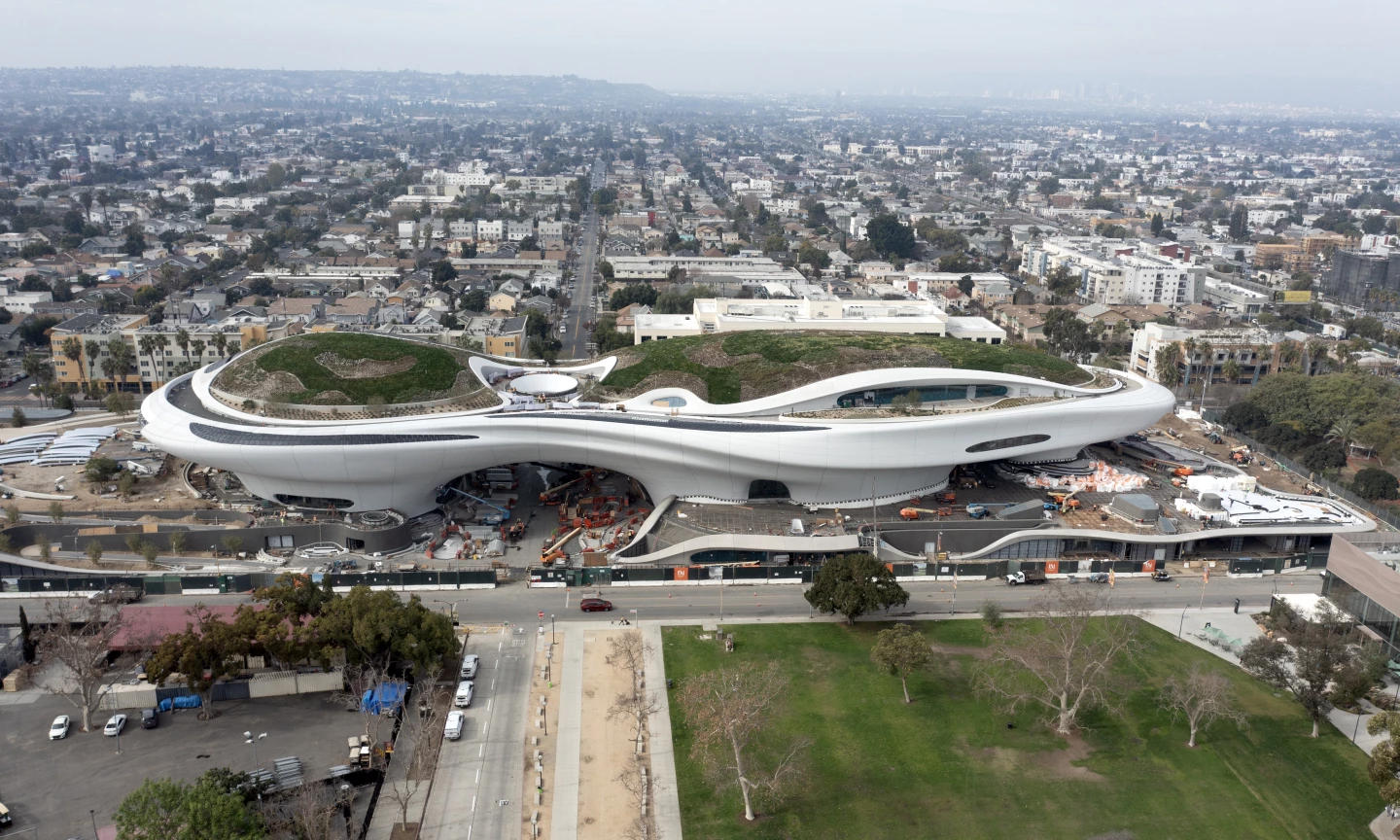 The Lucas Museum of Narrative Art, by MAD Architects, is currently in the late stages of construction in Los Angeles