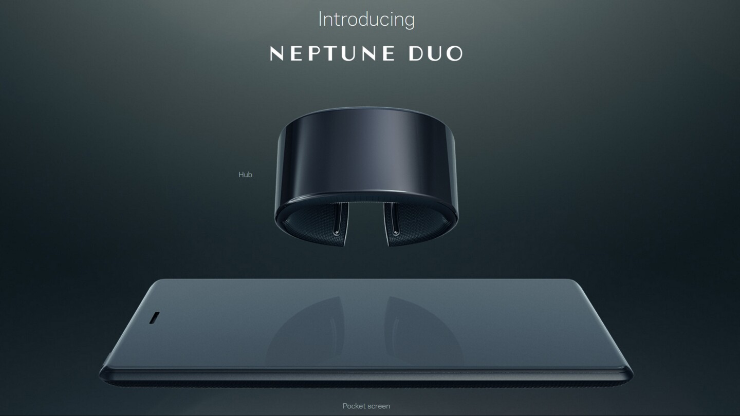 The Neptune Hub (watch) has the smarts, while the pocket screen (phone-like device) serves as a second screen for larger-form content