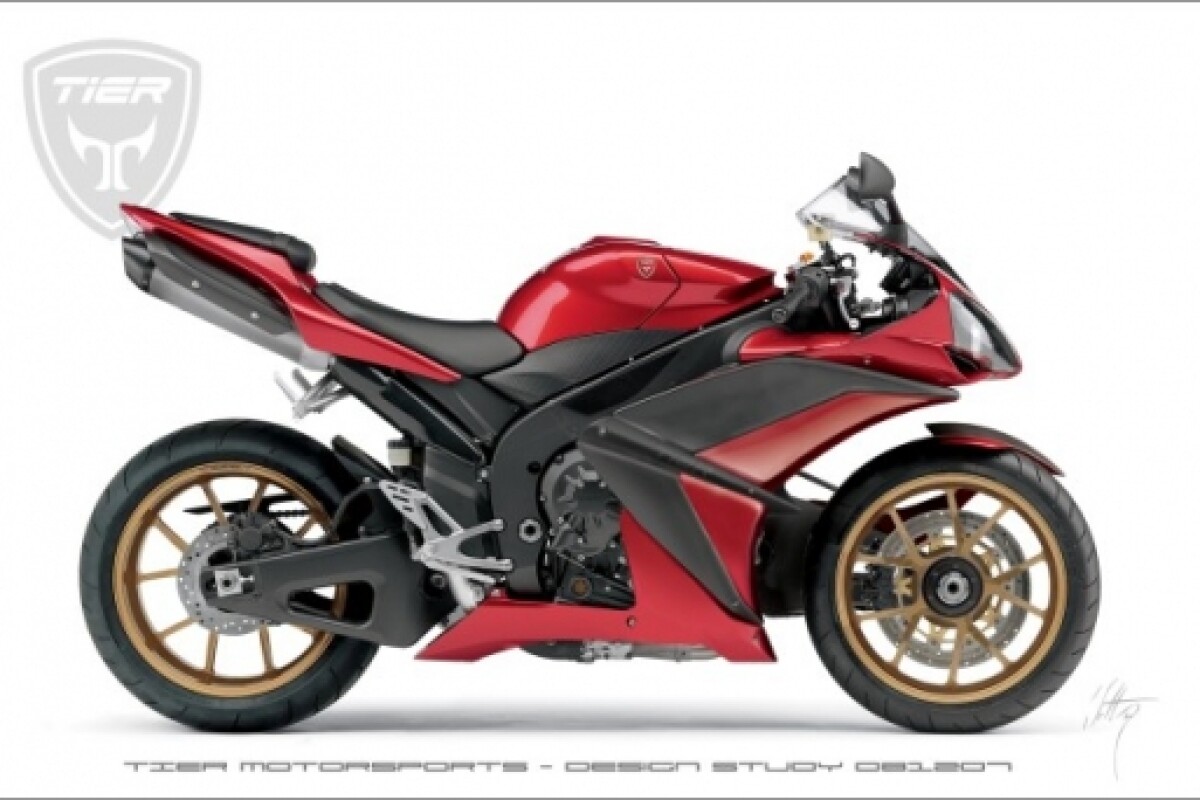 Tier Motorsports' R1 design study, with single sided front swingarm