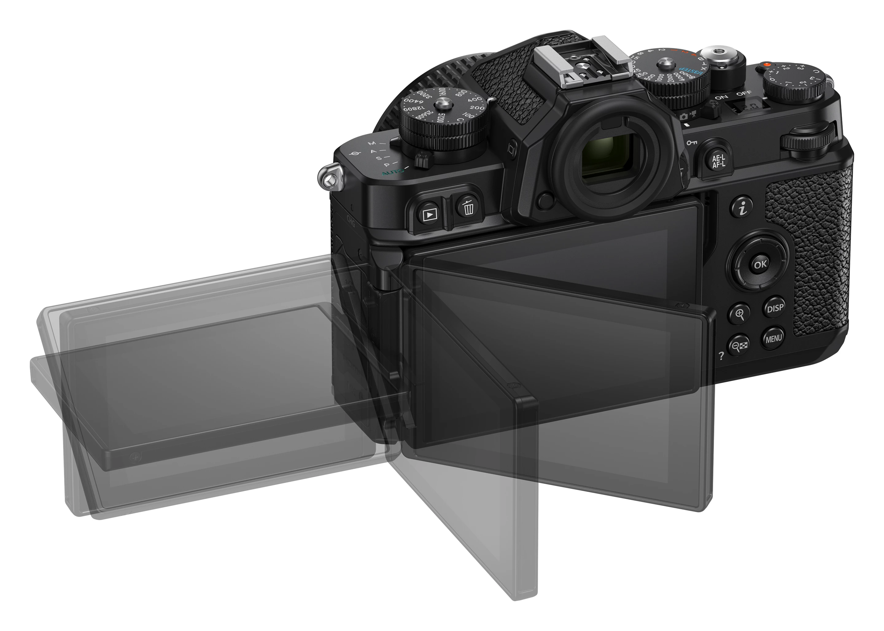 The Nikon Z f sports a high-resolution OLED viewfinder and vari-angle touchscreen display