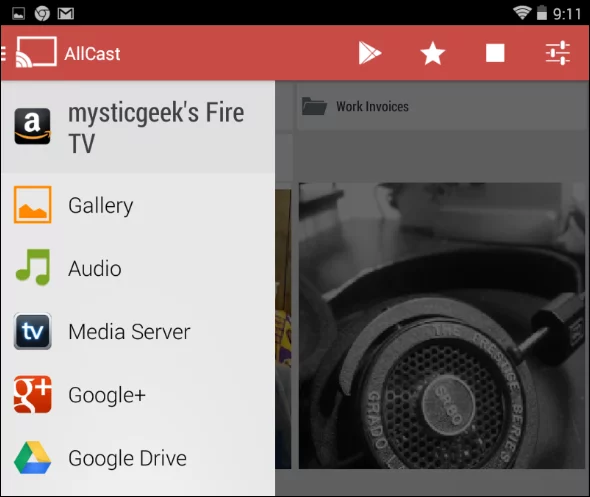 Select the location to stream files from