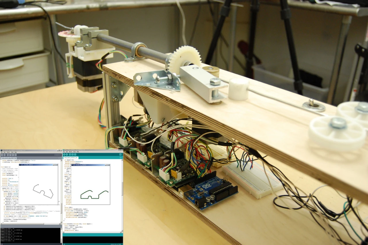To create a wire construction, the machine needs to be fed either a vector file of the image or a text file with clear commands for manipulating the wire
