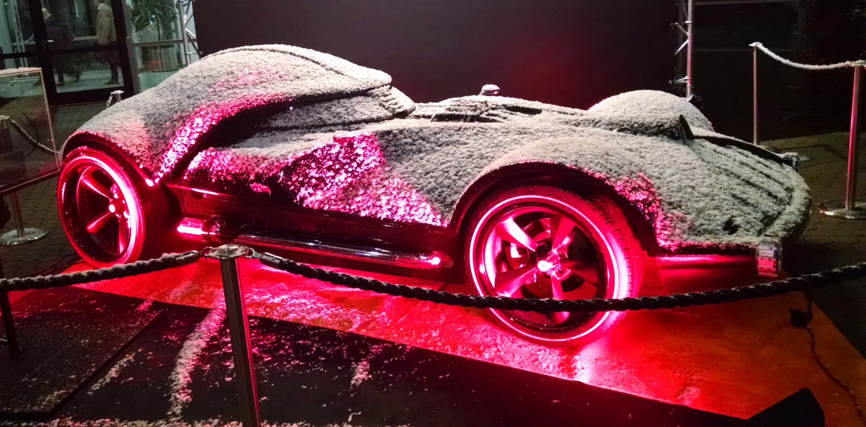 Our last view of the Nuremberg Toy Fair is quite similar to our first, albeit illuminated in the dark and dusted with snow (Photo: C.C. Weiss/Gizmag)