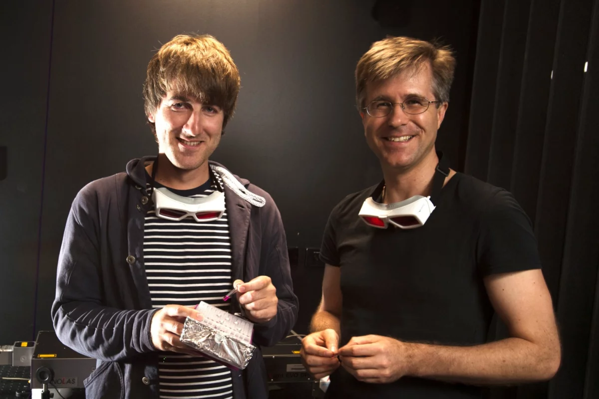 Professor Christopher Barner-Kowollik (right) with study co-author Dr Hannes Houck