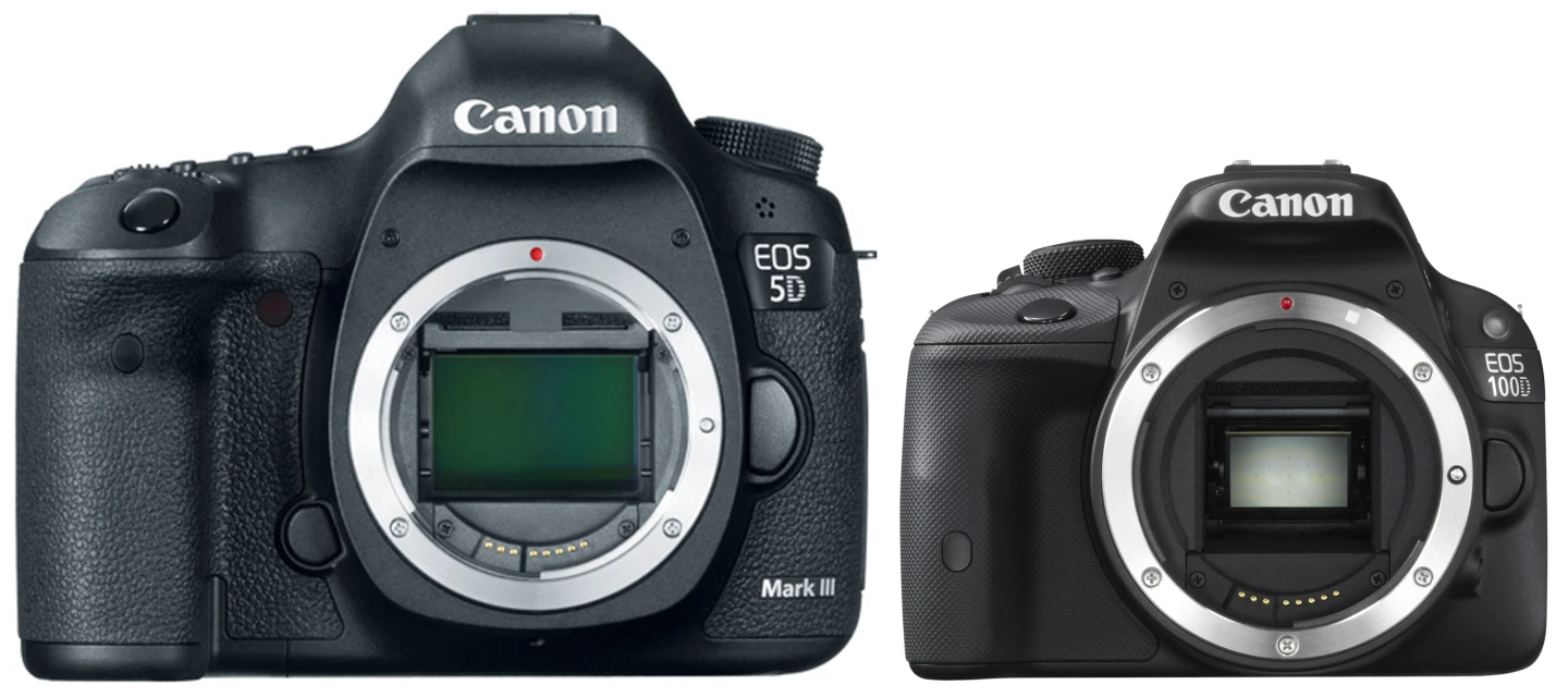 The tiny Canon EOS 100D compared with the EOS 5D Mark III