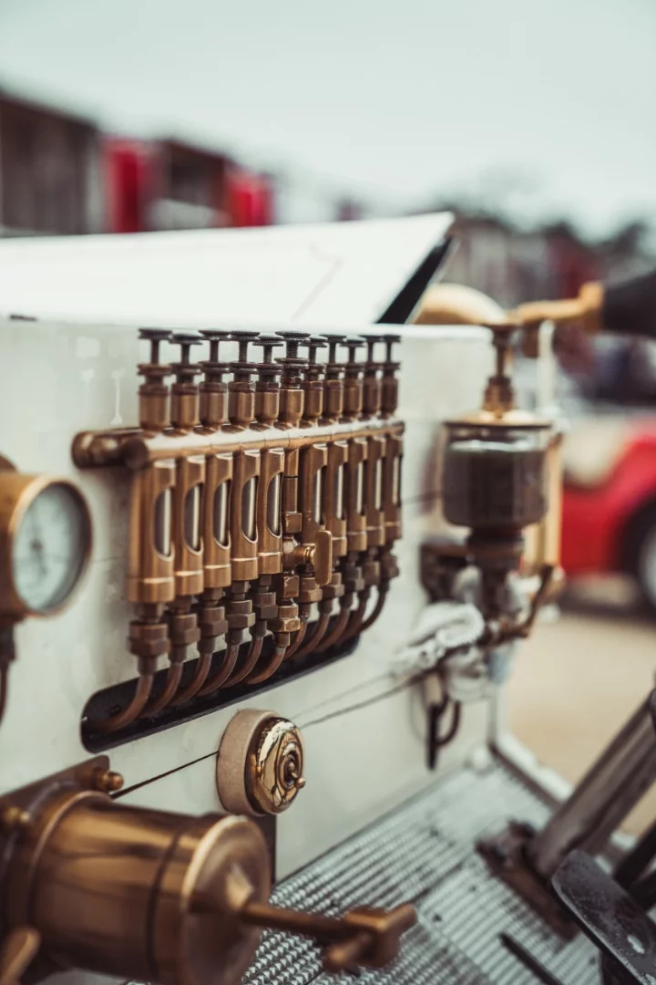 A closeup of the Mercedes-Simplex and its beautiful engineering