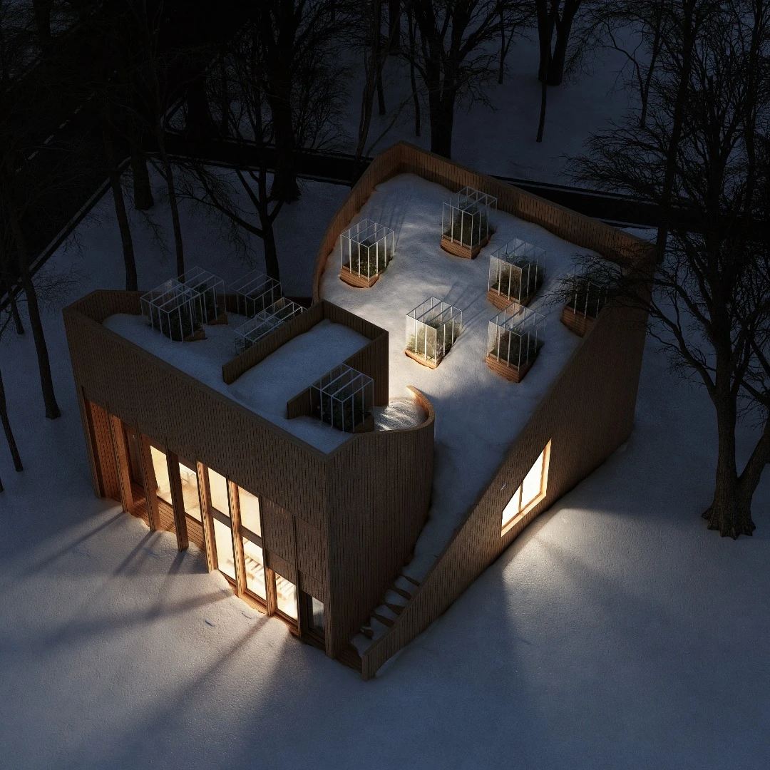 What the Yin & Yang house might look like during winter