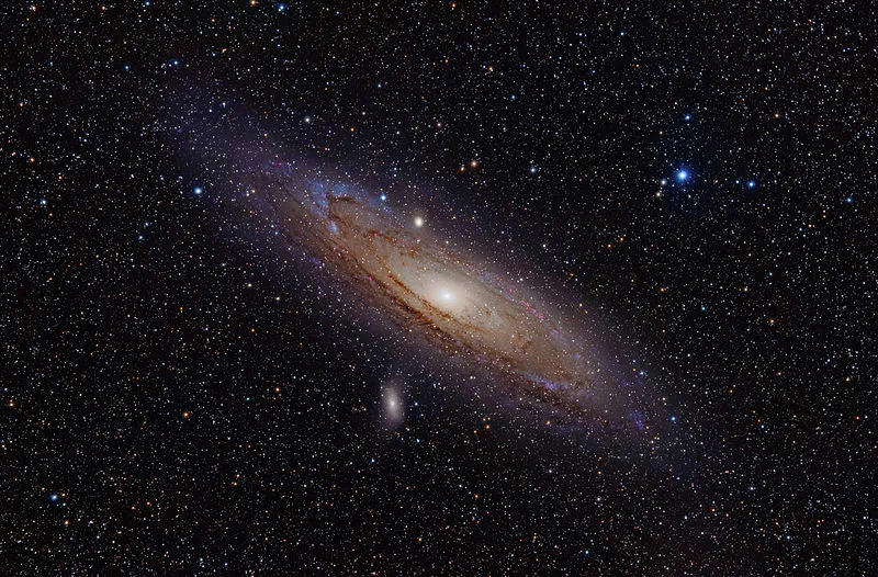 Astrophotograph of M31, also known as the Andromeda nebula, taken using an 85mm telescope with a hydrogen-alpha filter to enhance nebulosity (Photo: Adam Evans)