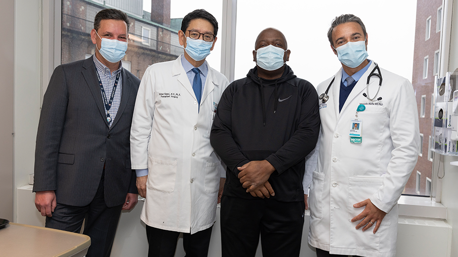 Slayman with his surgical team (left to right) Dr. Nahel Elias, Dr. Tatsuo Kawai and Dr. Leo Riella