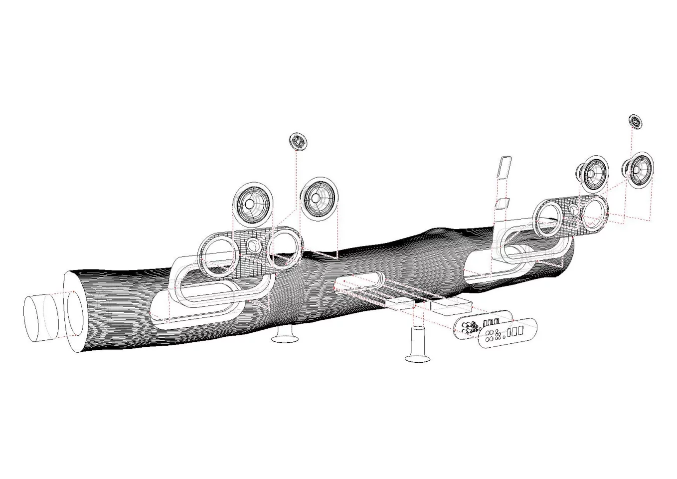 Exploded view of the iTree iPhone and iPod docking station