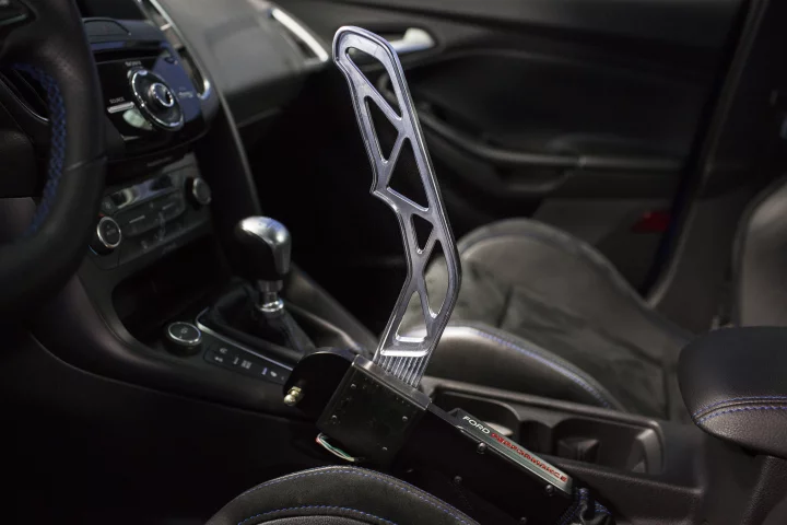 The Ford Performance Drift Stick is an electronic handbrake for the Focus RS that is designed to induce drift