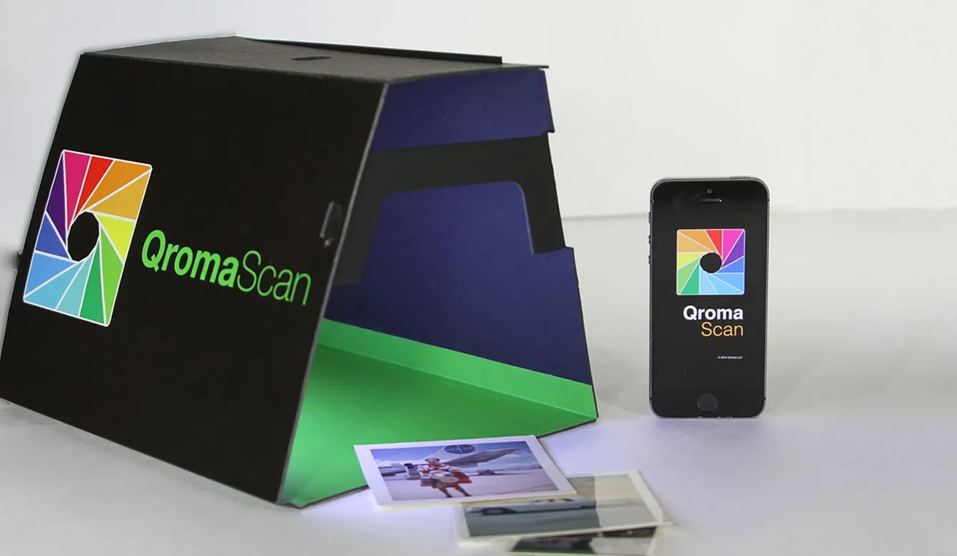 The QromaScan Lightbox and app mean you can quickly scan and tag photos with an iPhone and your voice