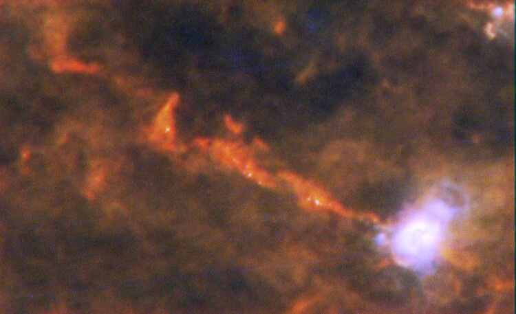 Herschel Space Observatory image of filamentary structure G64