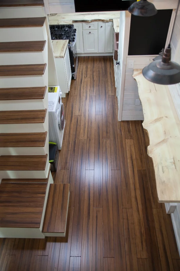 The Artist's loft bedroom is reached by staircase