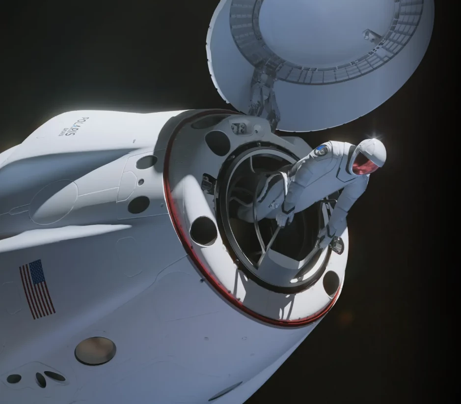 The EVA suit will be used on the first private spacewalk
